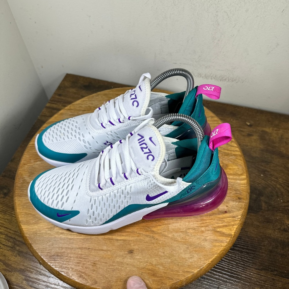 Nike Air Max 270 Womens White Teal Purple Pink Running Shoes CW7061-100 Size 8 - Picture 7 of 8